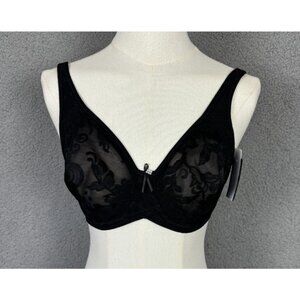 Lunaire Women's Versailles Seamless Lace Jacquard Underwire Bra 32D Black NWT's,